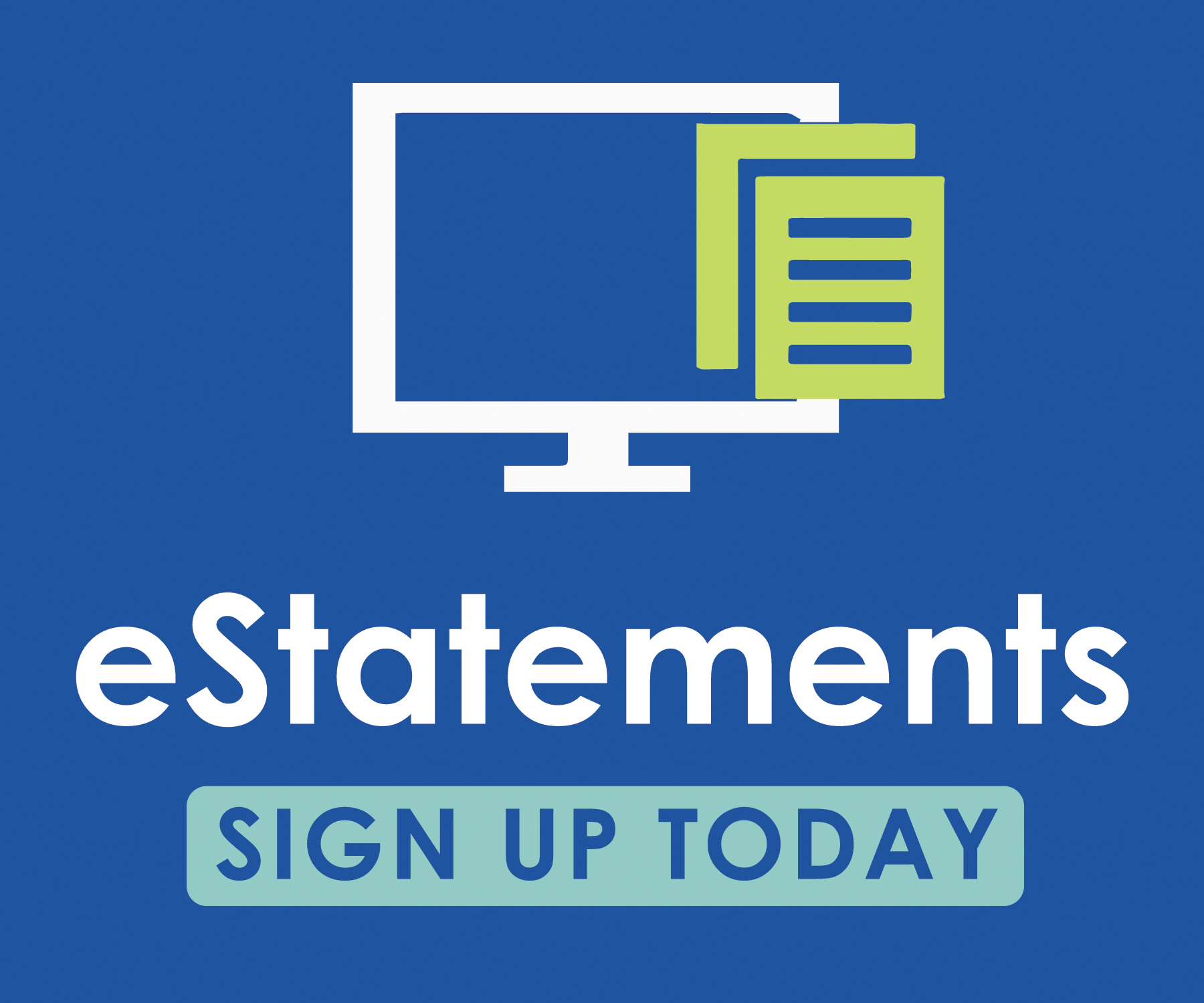 Icon with computer monitor and paper for e-statement sign up